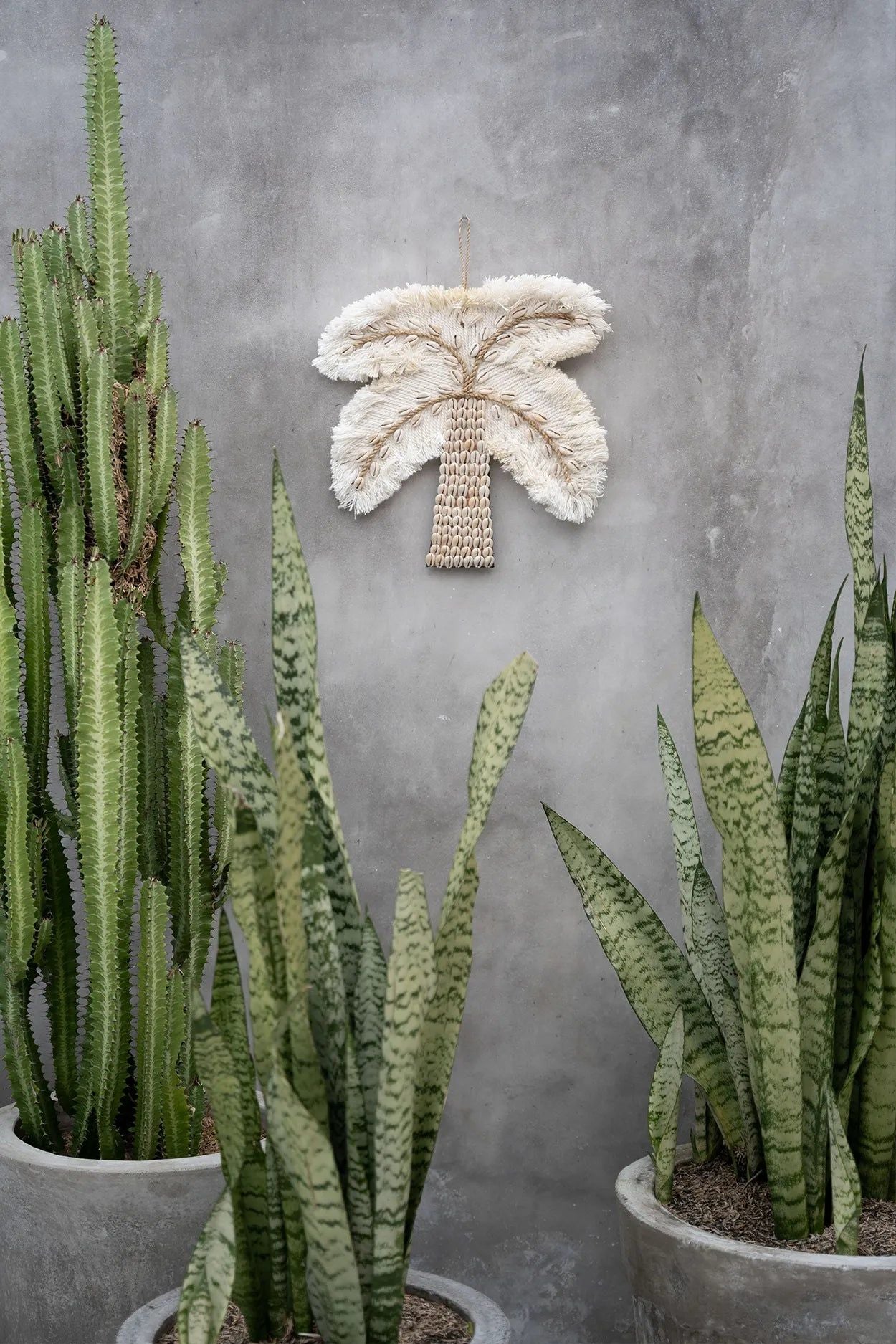 Bazarbizar-The Cotton Shell Palm Tree - White Natural