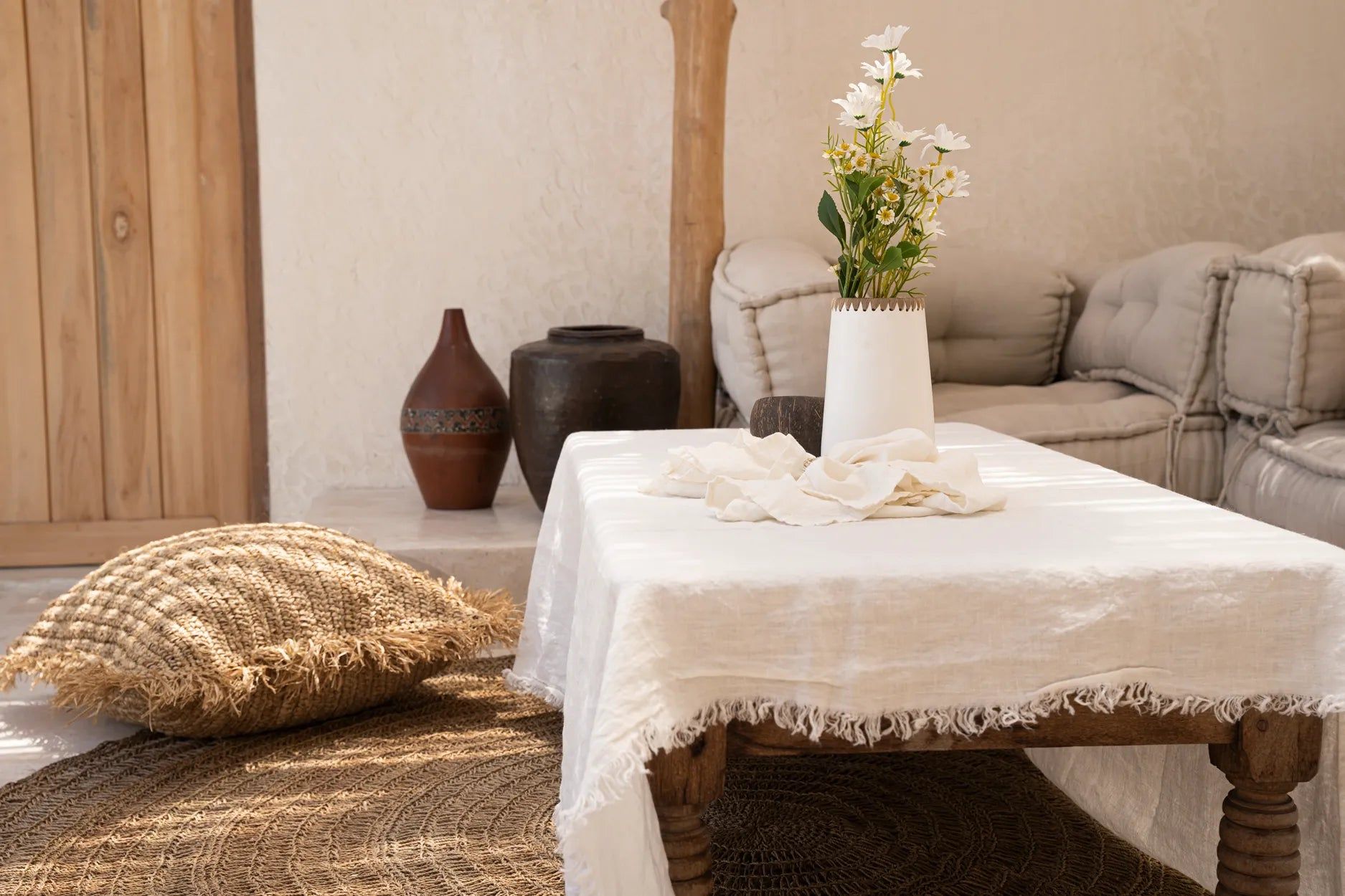 Bazarbizar-The Linen Tablecloth - White - 150x200