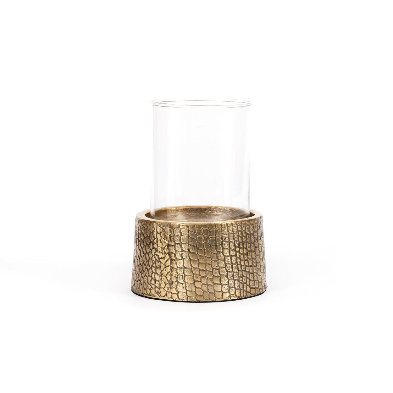 Bazarbizar-The Croco Candle Holder with Glass - Brass - L