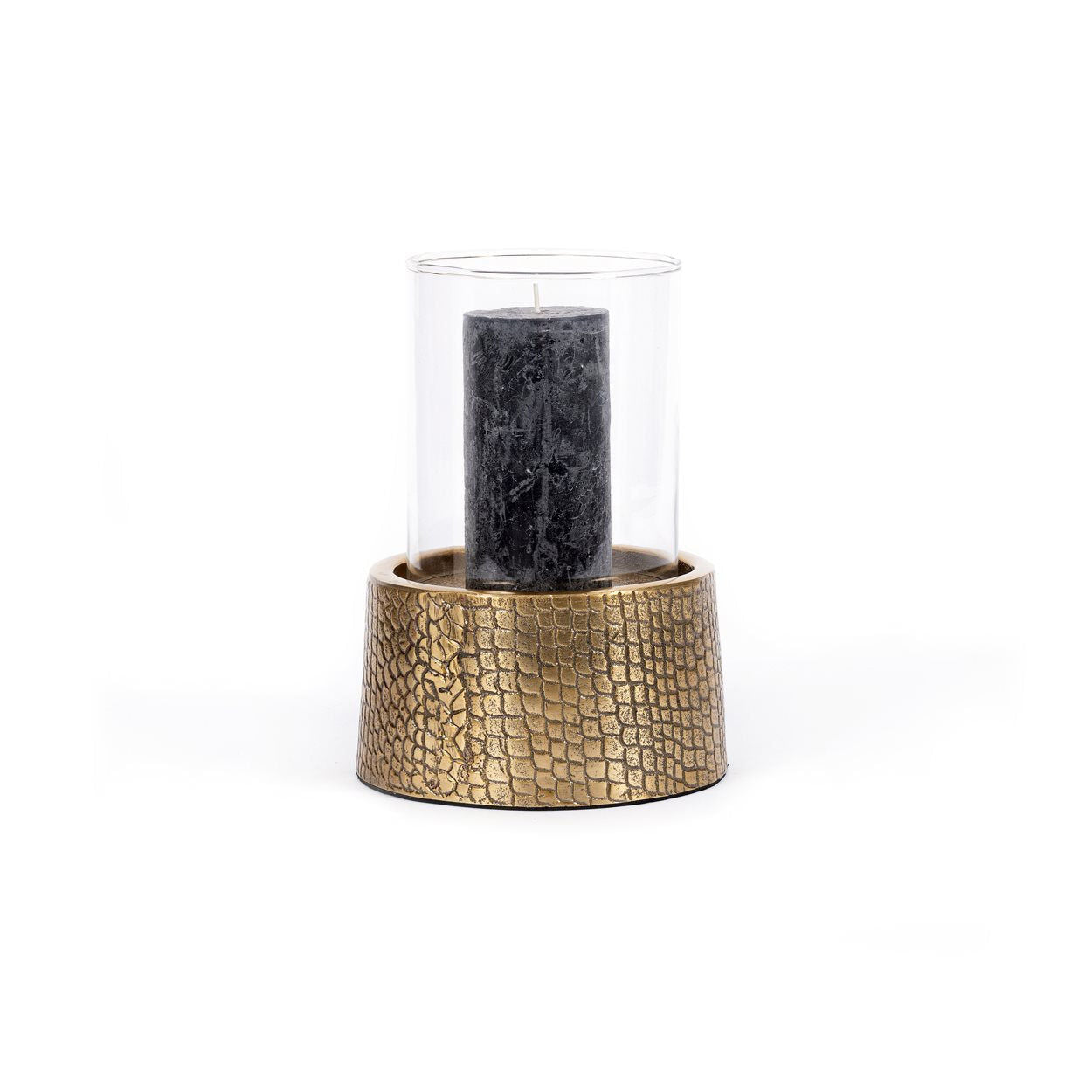 Bazarbizar-The Croco Candle Holder with Glass - Brass - L