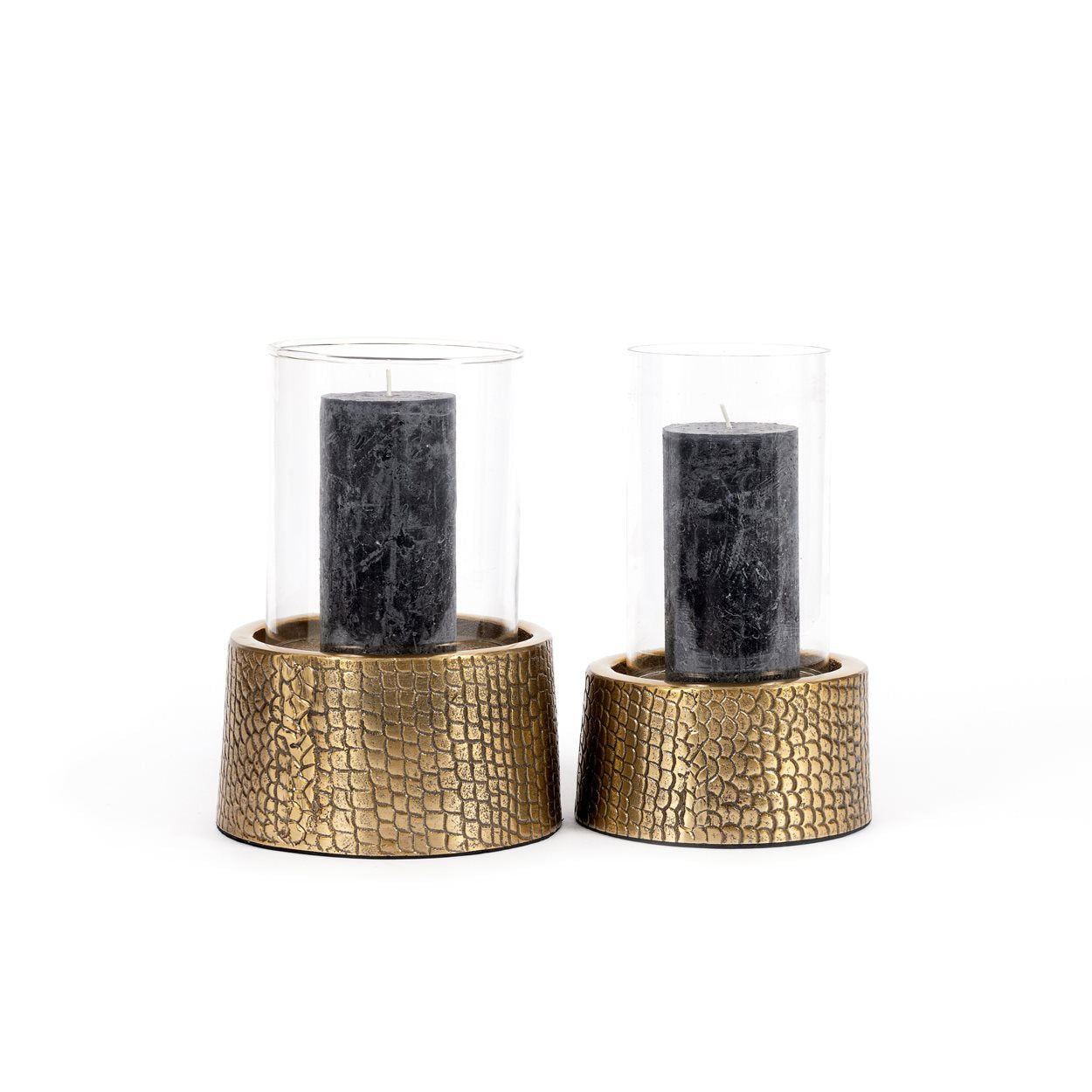 Bazarbizar-The Croco Candle Holder with Glass - Brass - L