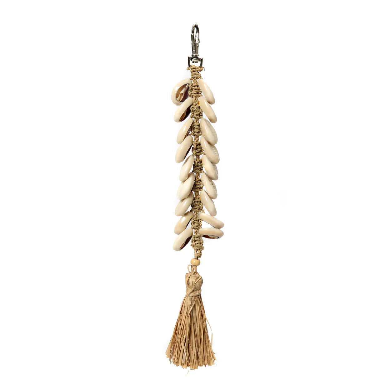 Bazarbizar-The Raffia Fishbone Keychain - Natural White