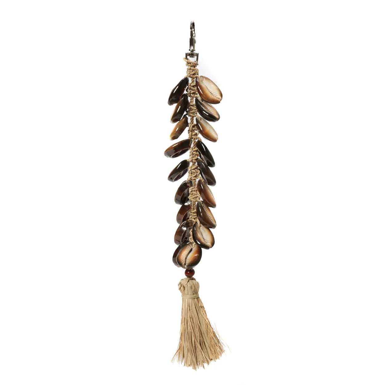 Bazarbizar-The Raffia Fishbone Keychain - Natural Black