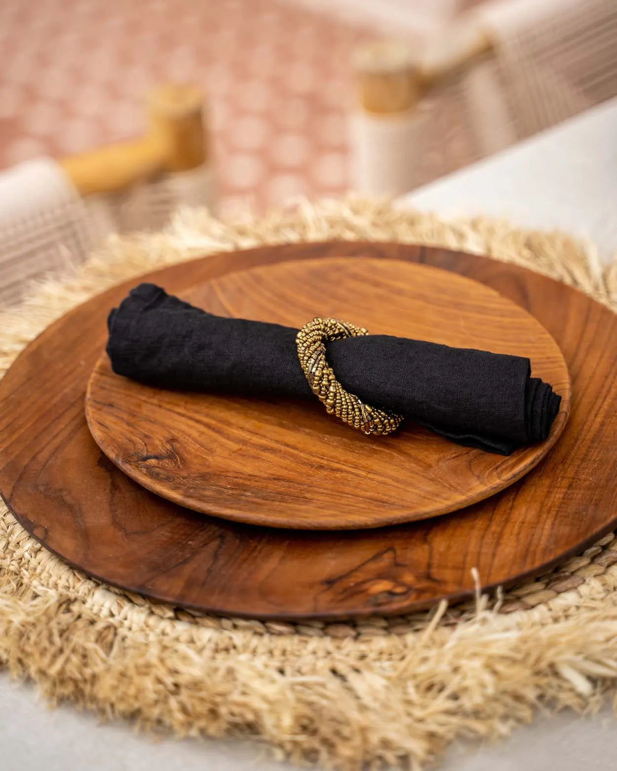 Bazarbizar-The Beaded Napkin Ring - Gold - Set of 4