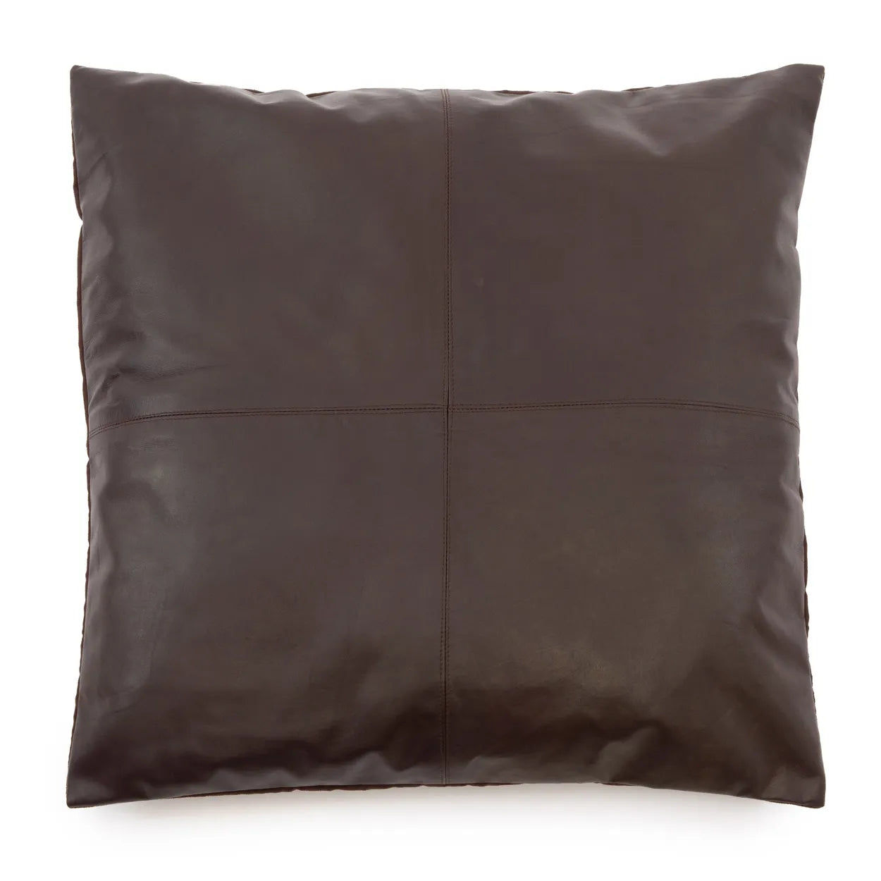 Bazarbizar-The Four Panel Leather Cushion Cover - Choco - 60x60