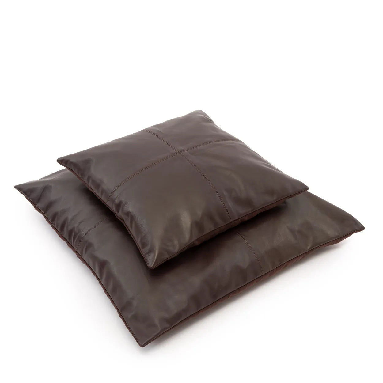 Bazarbizar-The Four Panel Leather Cushion Cover - Choco - 60x60