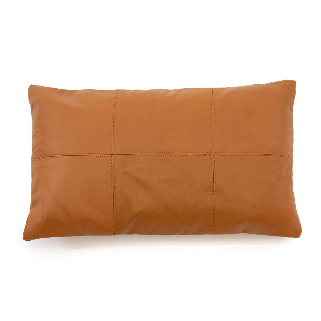 Bazarbizar-The Six Panel Leather Cushion Cover - Camel - 30x50