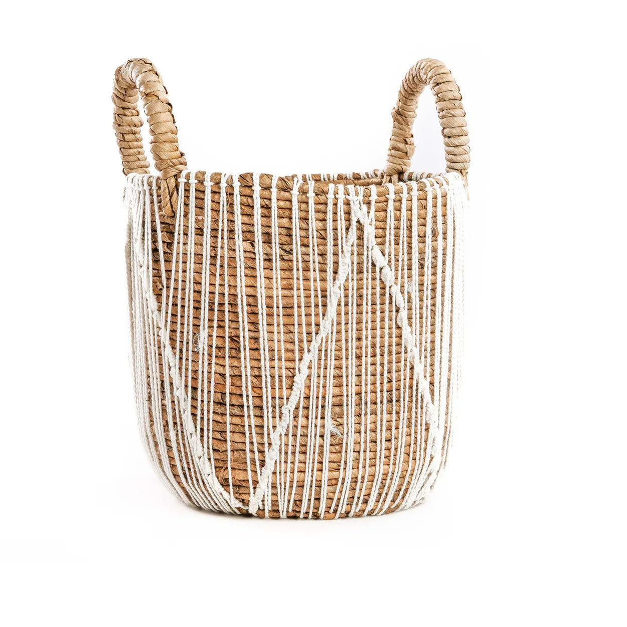 Bazarbizar-The Straight Stitched Macrame Basket - Natural White - S