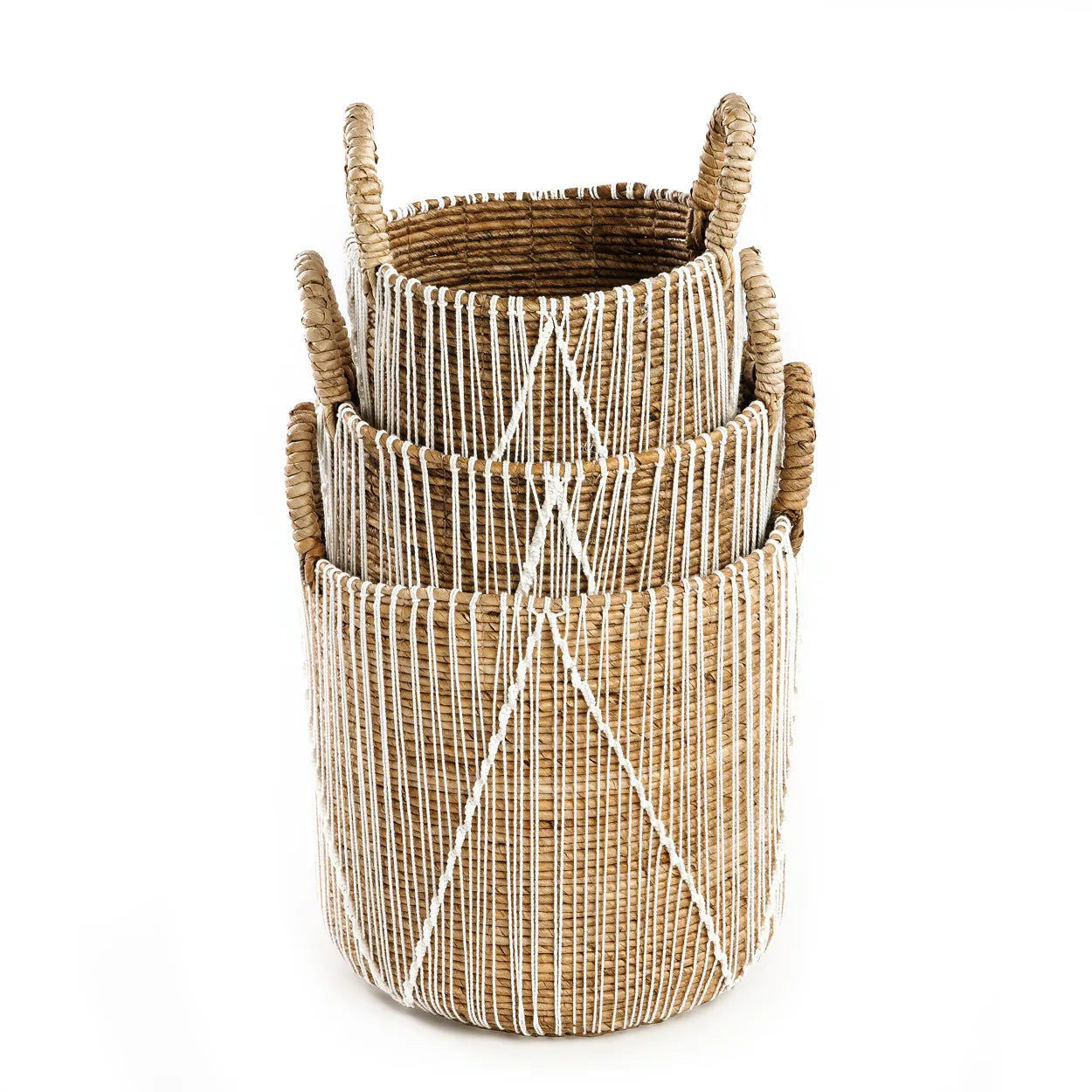 Bazarbizar-The Straight Stitched Macrame Basket - Natural White - S