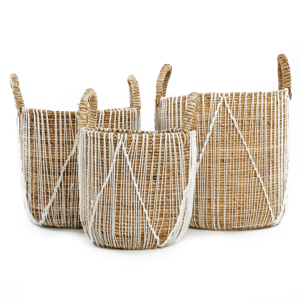 Bazarbizar-The Straight Stitched Macrame Basket - Natural White - S