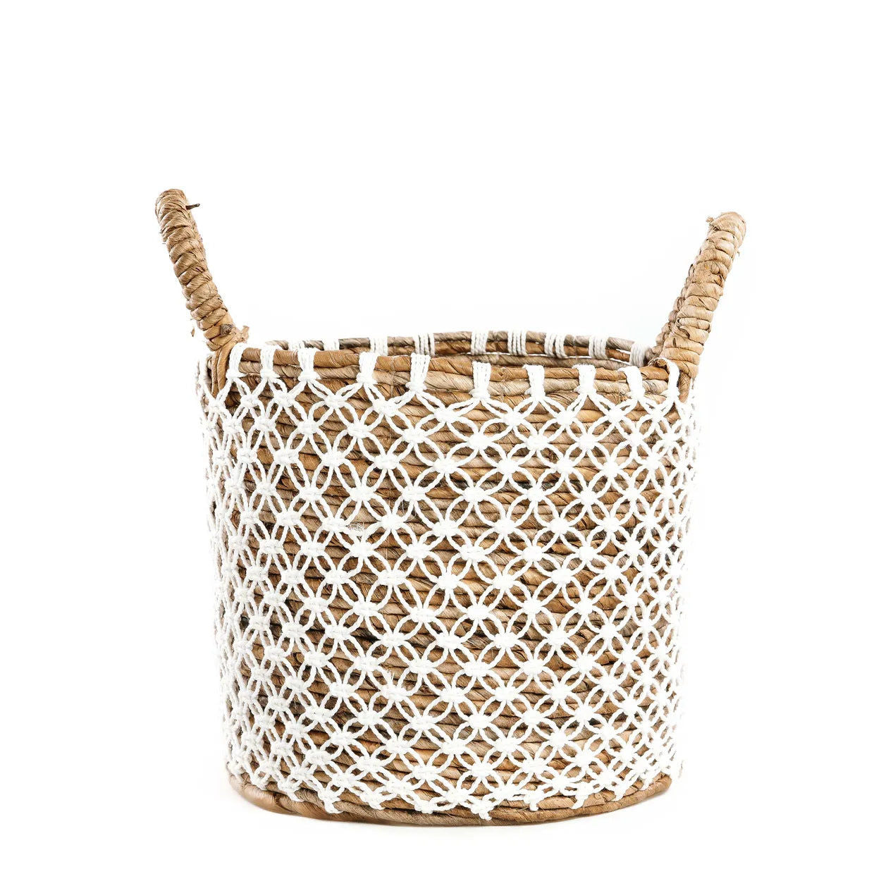 Bazarbizar-The Crossed Stitched Macrame Basket - Natural White - S