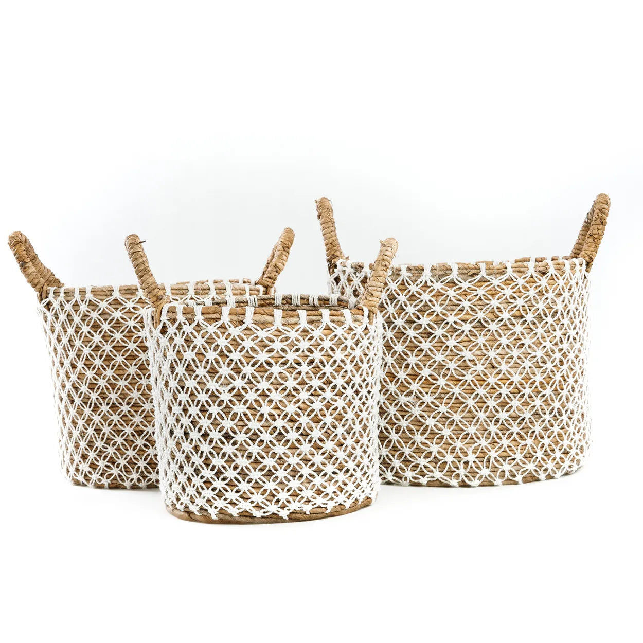 Bazarbizar-The Crossed Stitched Macrame Basket - Natural White - S