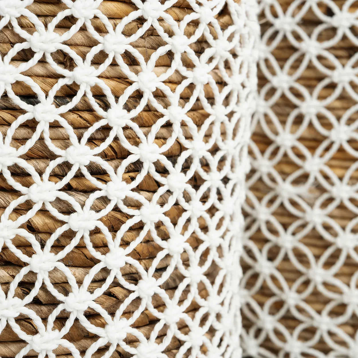 Bazarbizar-The Crossed Stitched Macrame Basket - Natural White - S