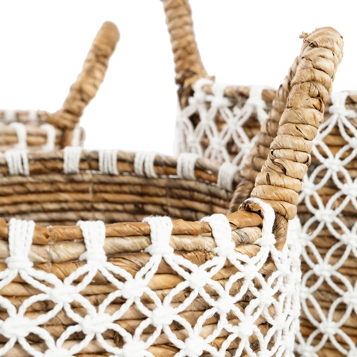 Bazarbizar-The Crossed Stitched Macrame Basket - Natural White - S