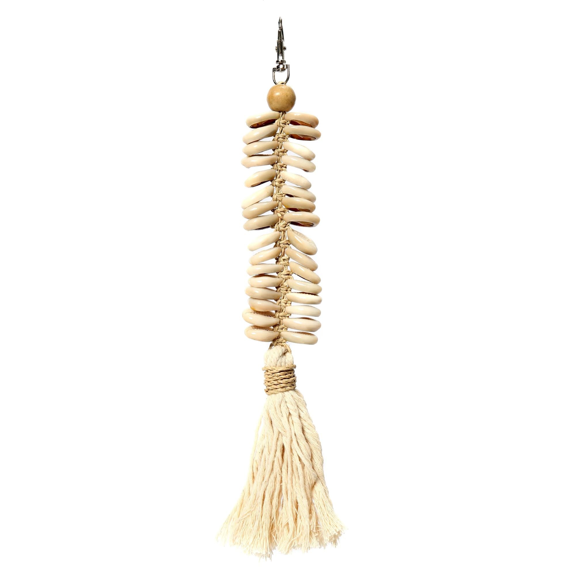 Bazarbizar-The Macrame Fishbone Keychain - Cream