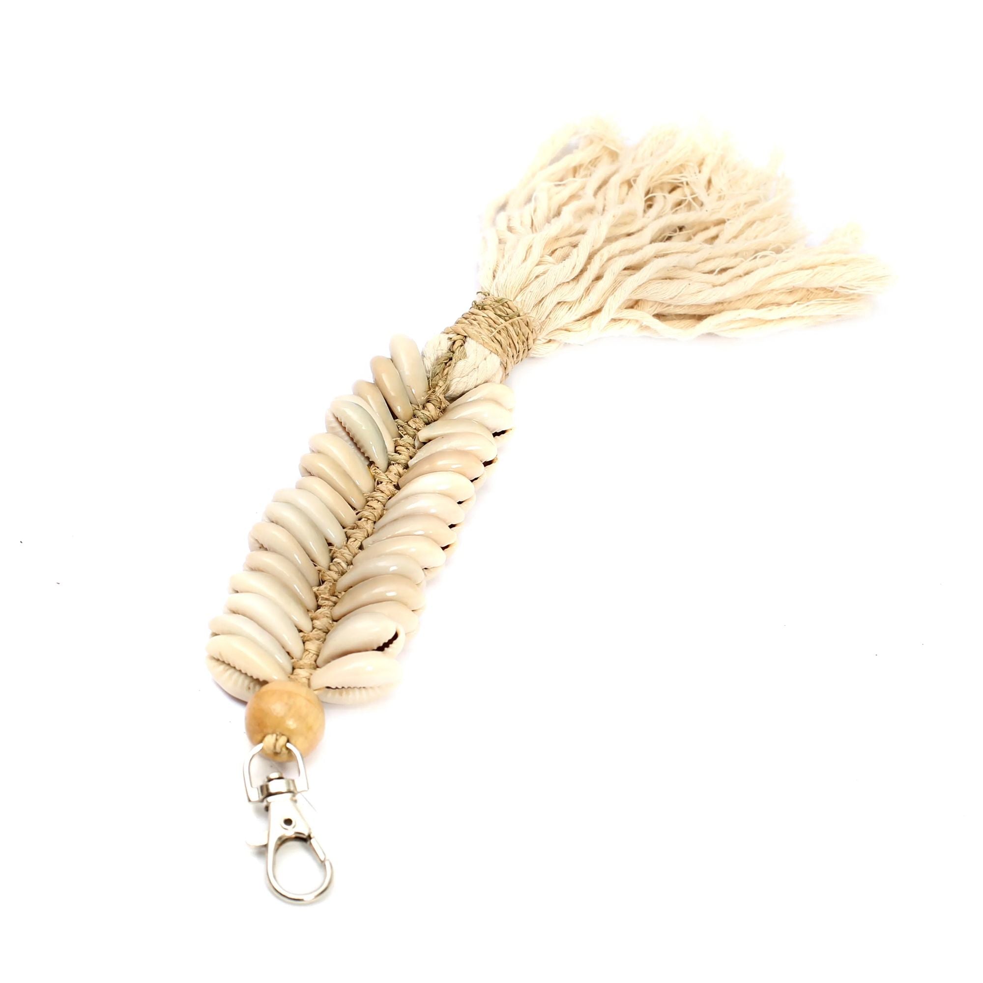 Bazarbizar-The Macrame Fishbone Keychain - Cream