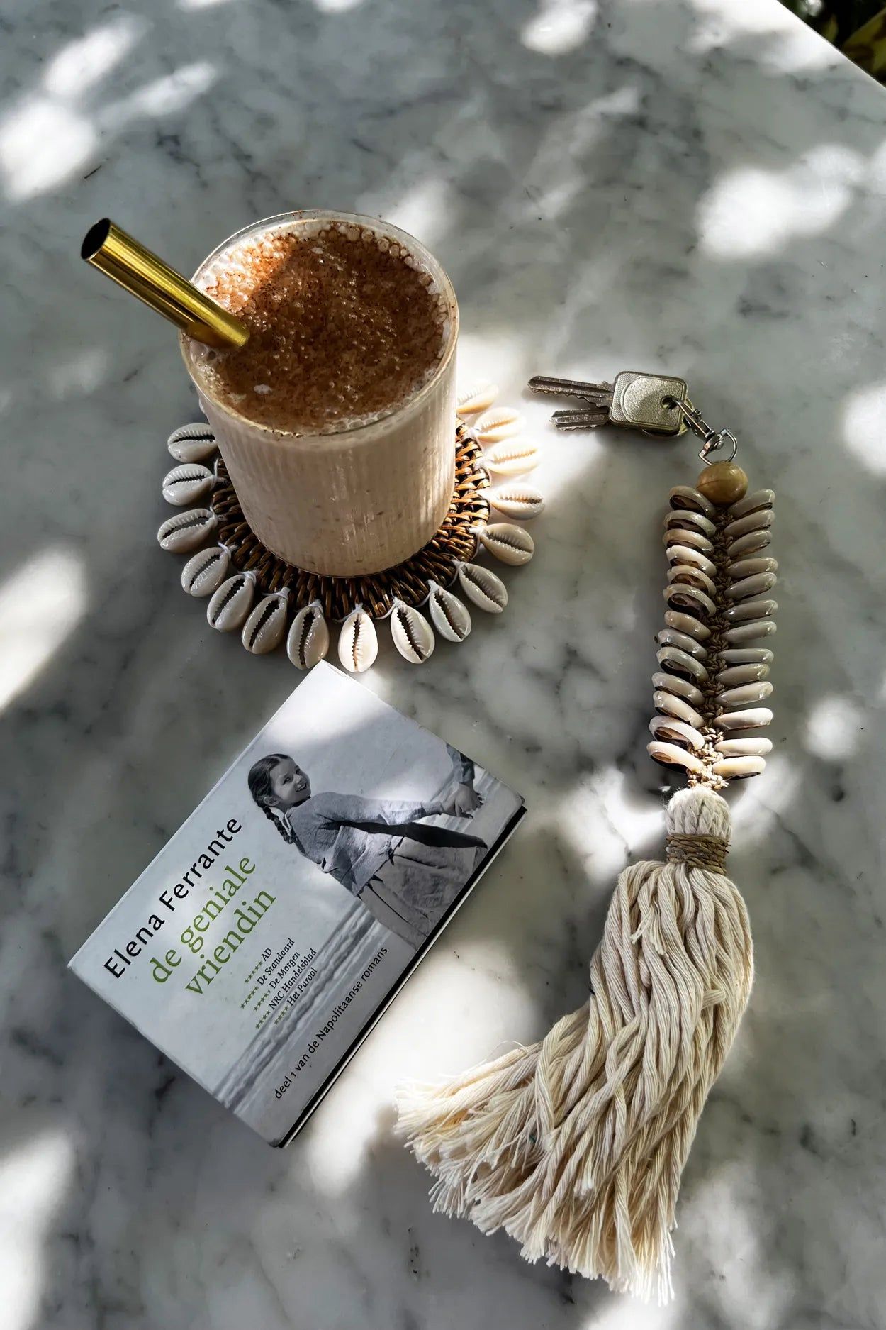 Bazarbizar-The Macrame Fishbone Keychain - Cream