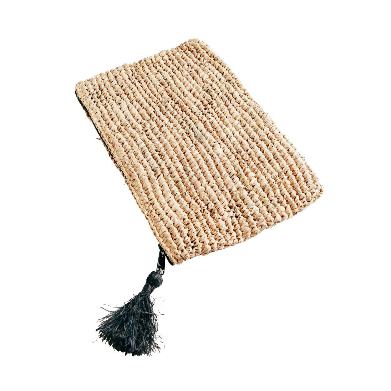 Bazarbizar-The Raffia Clutch - Natural Black - L