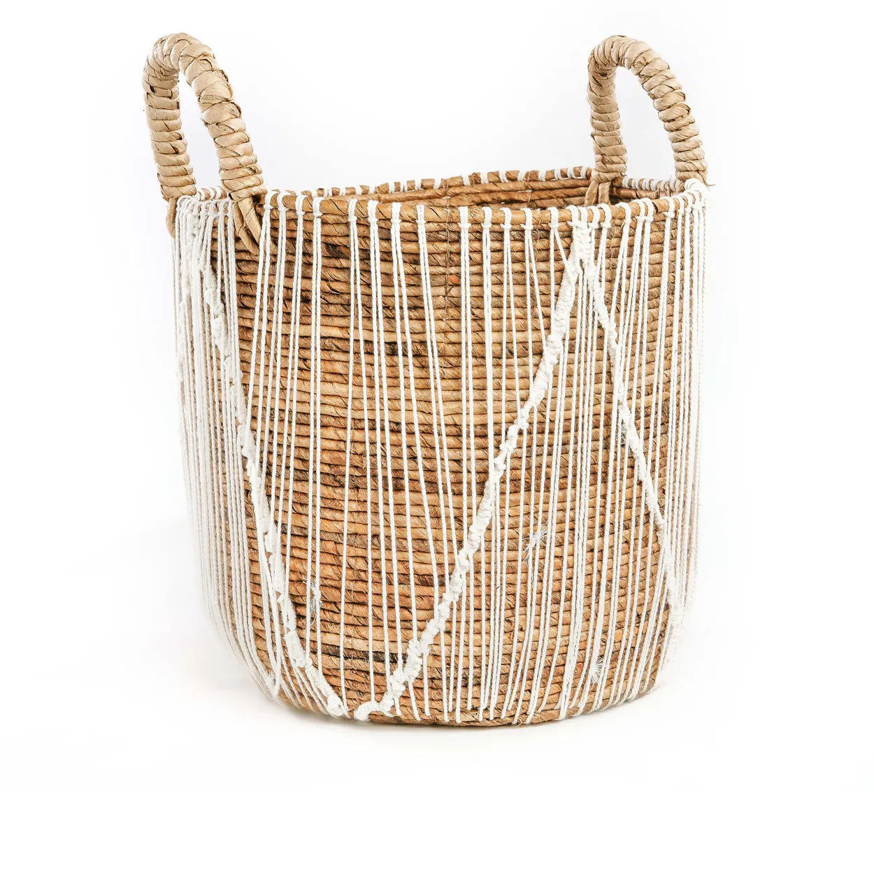 Bazarbizar-The Straight Stitched Macrame Basket - Natural White - L