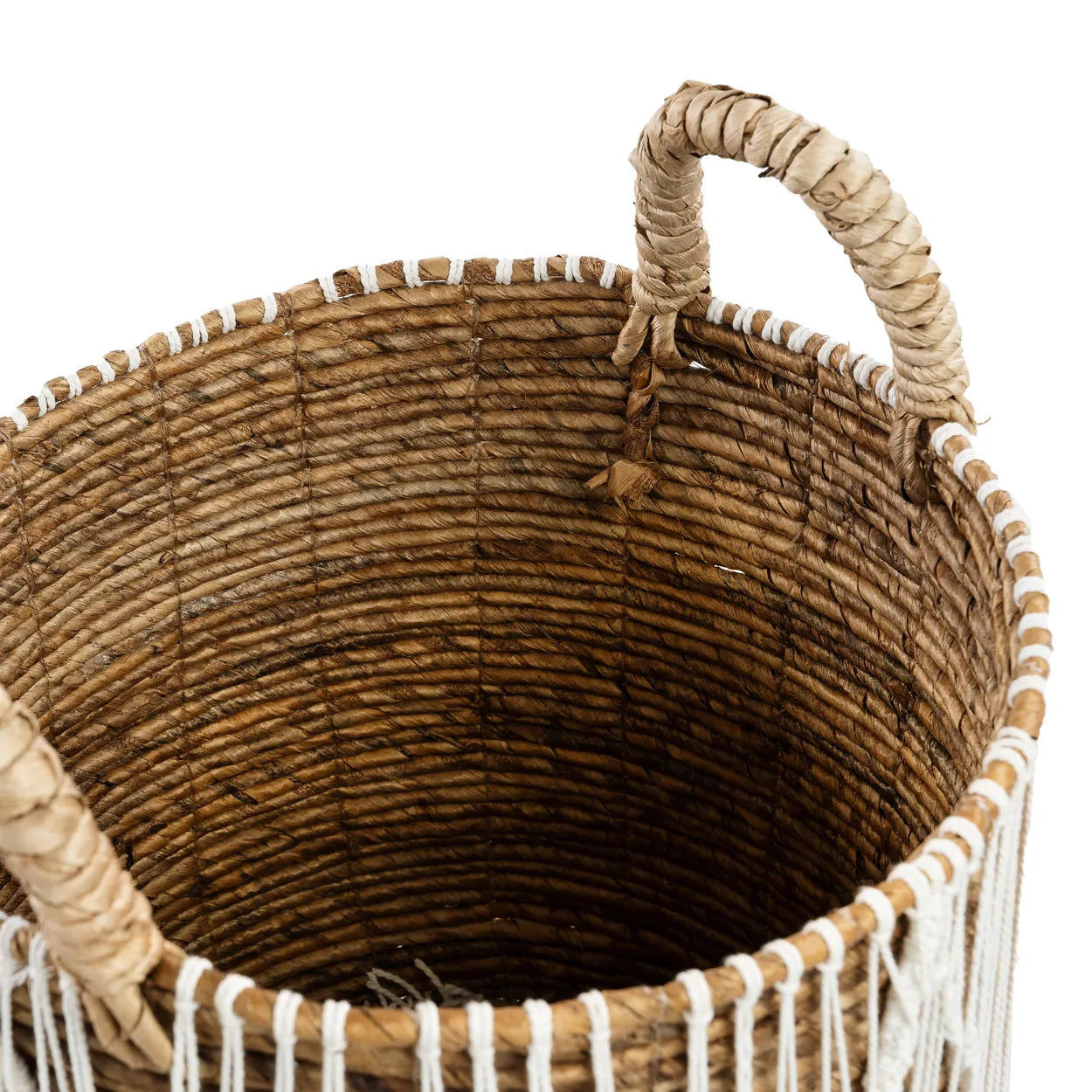 Bazarbizar-The Straight Stitched Macrame Basket - Natural White - L