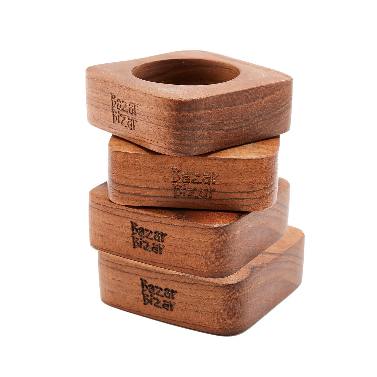 Bazarbizar-The Teak Root Napkin Rings - Set of 4