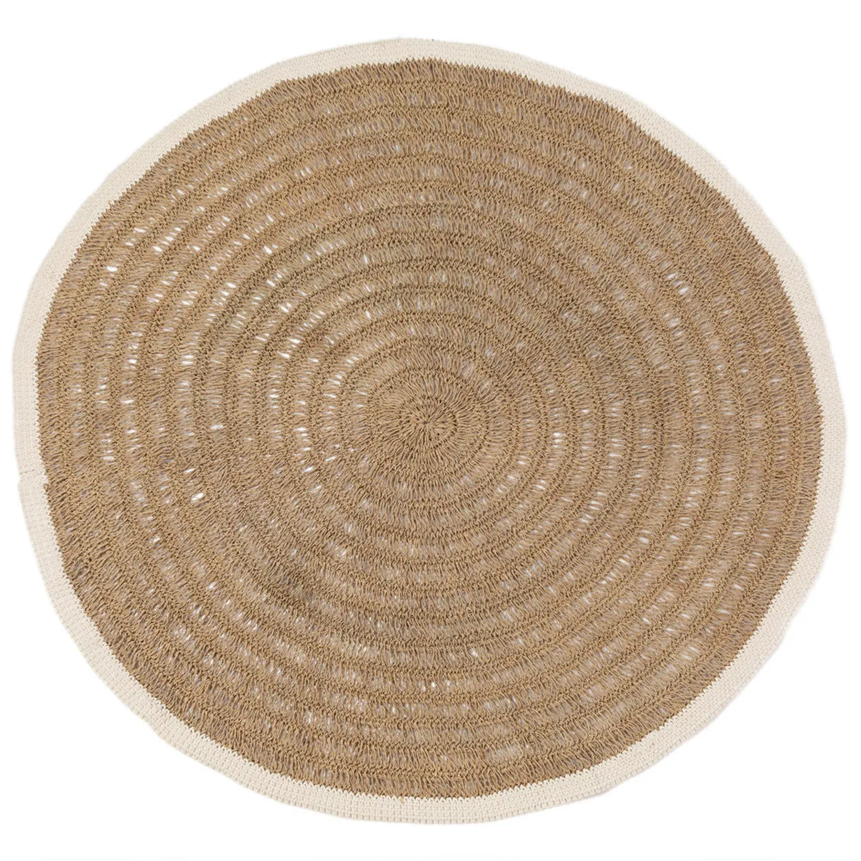 Bazarbizar-The Seagrass & Cotton Round Carpet - Natural White - 200