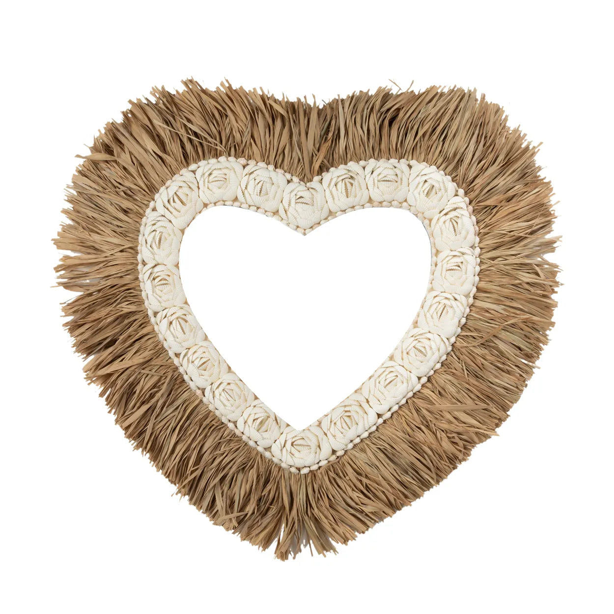 Bazarbizar- The Raffia Shell Heart - Natural White - L