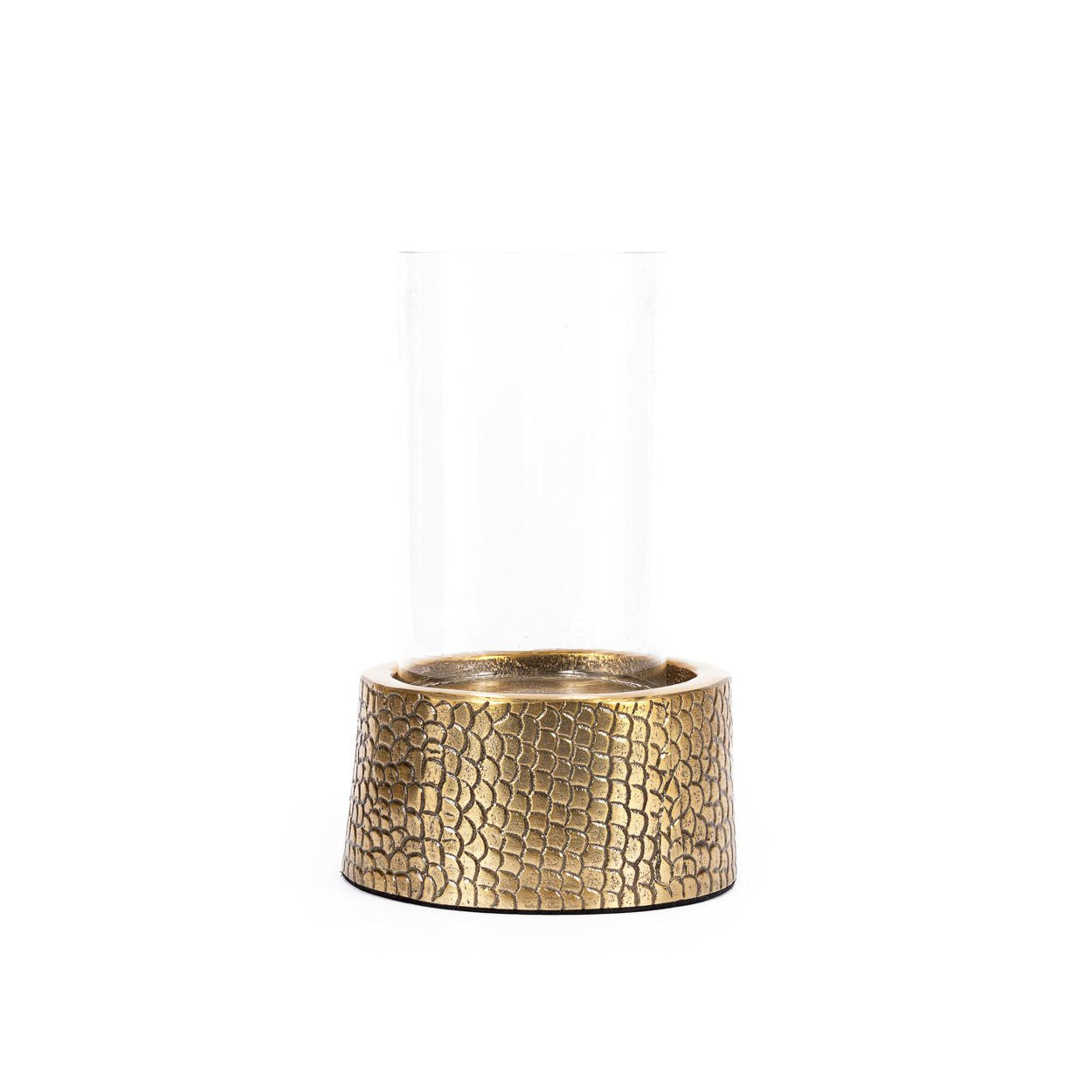 Bazarbizar-The Croco Candle Holder with Glass - Brass - M