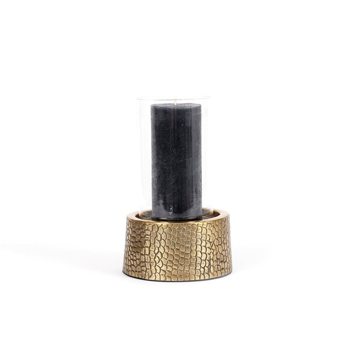 Bazarbizar-The Croco Candle Holder with Glass - Brass - M