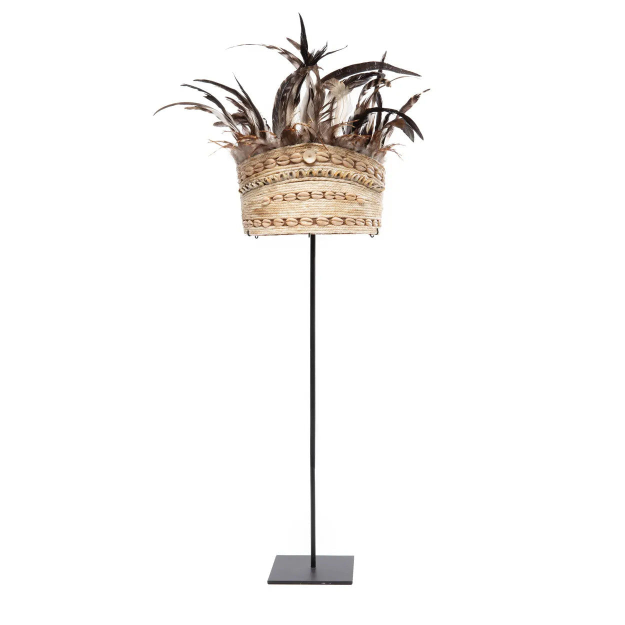 Bazarbizar-The Guinea Feather Hat on Stand - Natural Black