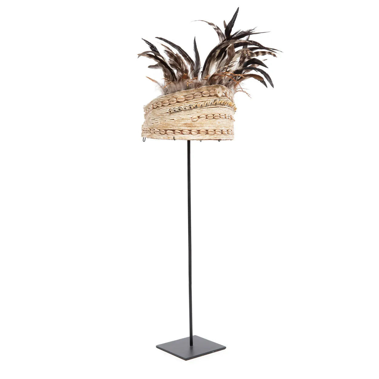 Bazarbizar-The Guinea Feather Hat on Stand - Natural Black