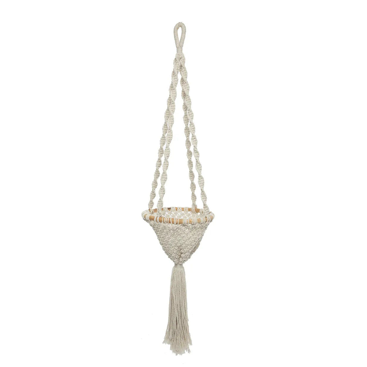 Bazarbizar- The Twisted Macramé Plant Holder - Natural White - L