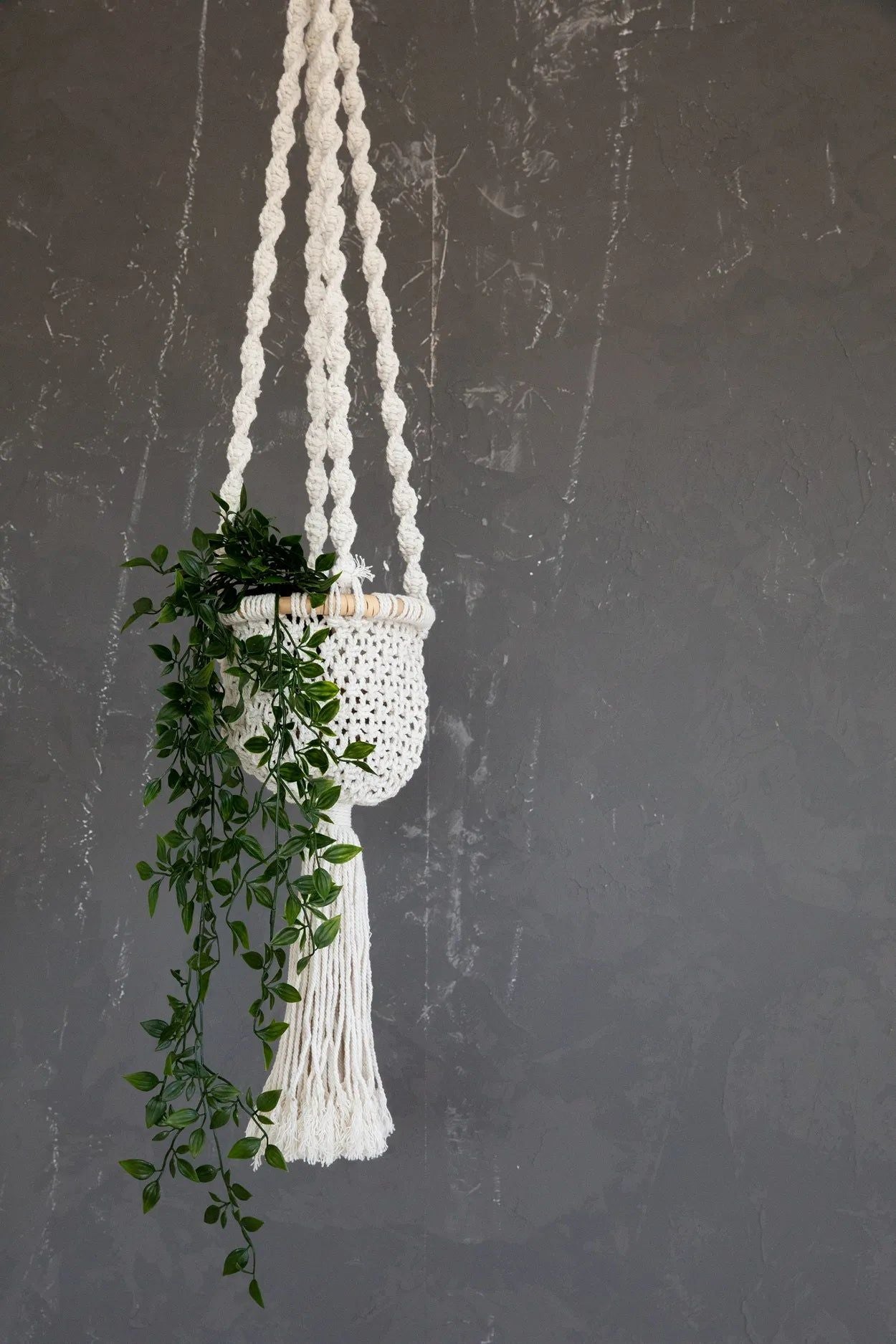 Bazarbizar- The Twisted Macramé Plant Holder - Natural White - L