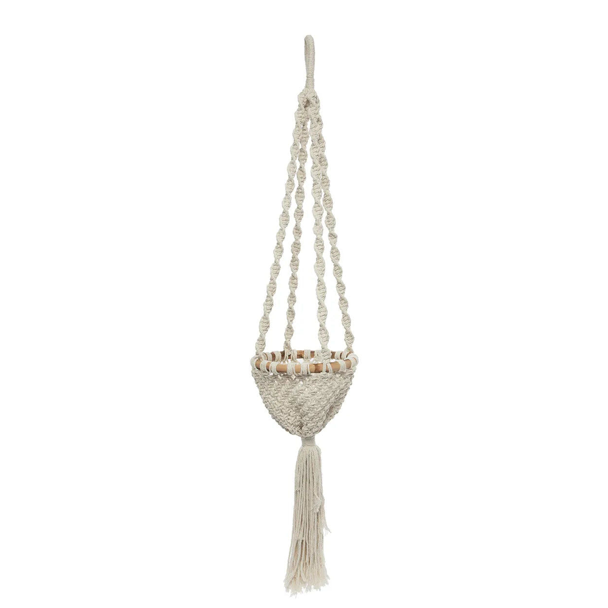 Bazarbizar-The Twisted Macramé Plant Holder - Natural White - M