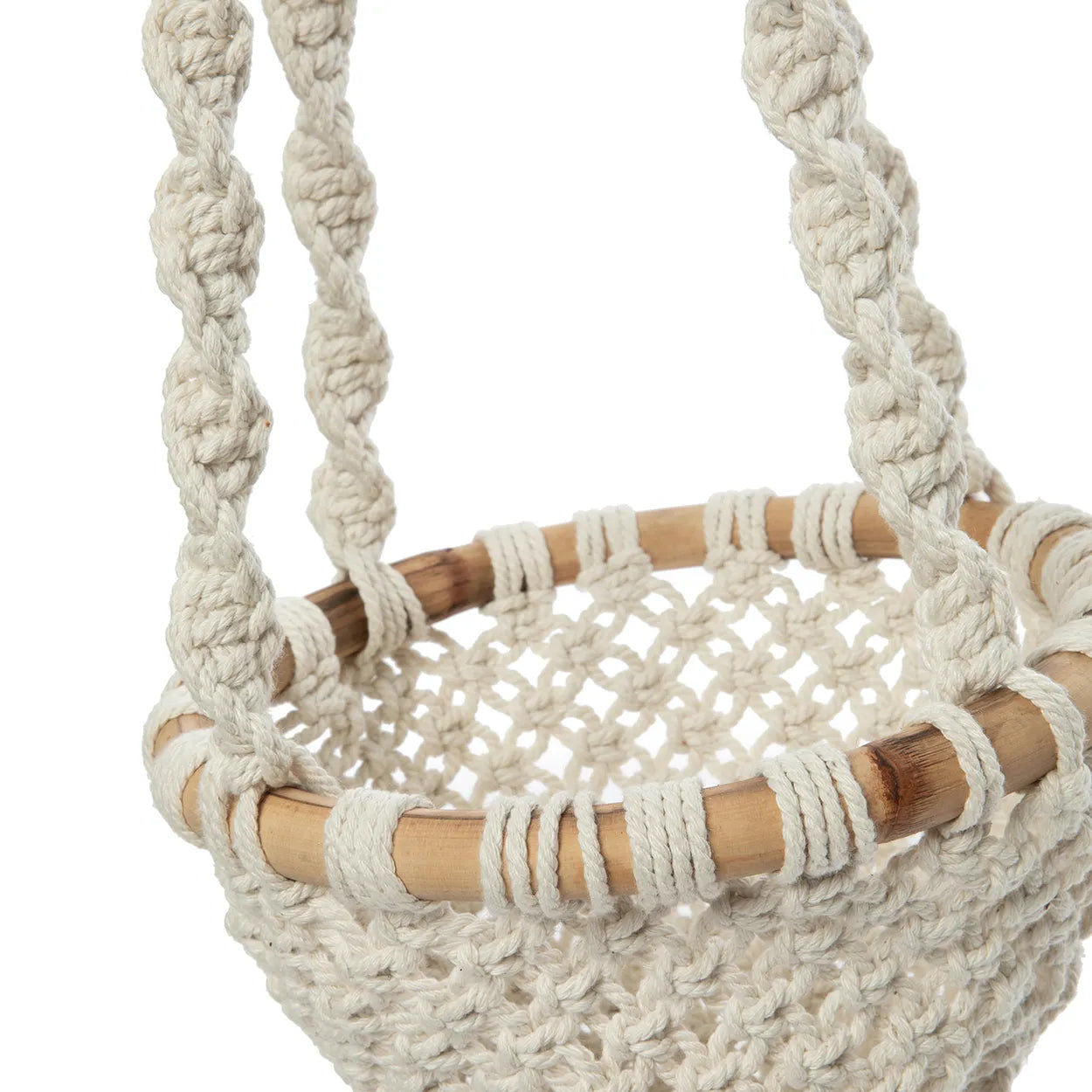 Bazarbizar-The Twisted Macramé Plant Holder - Natural White - M