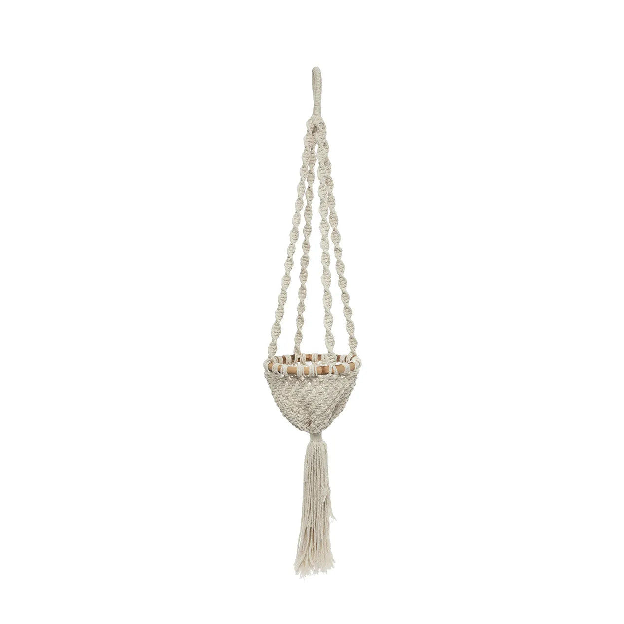 Bazarbizar-The Twisted Macramé Plant Holder - Natural White -S