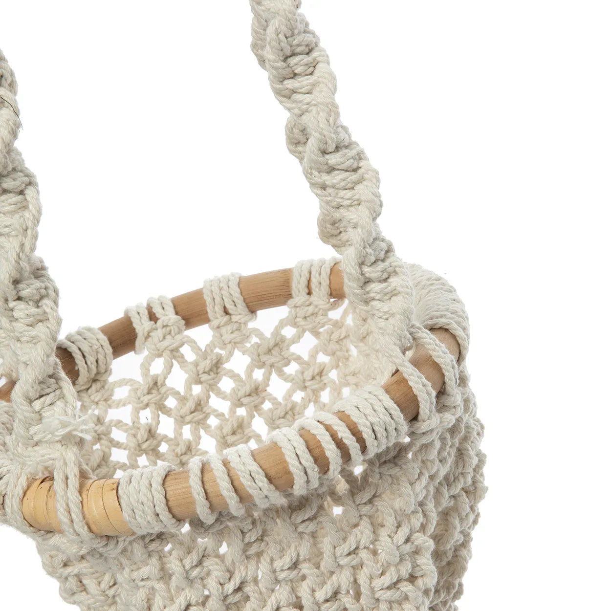 Bazarbizar-The Twisted Macramé Plant Holder - Natural White -S