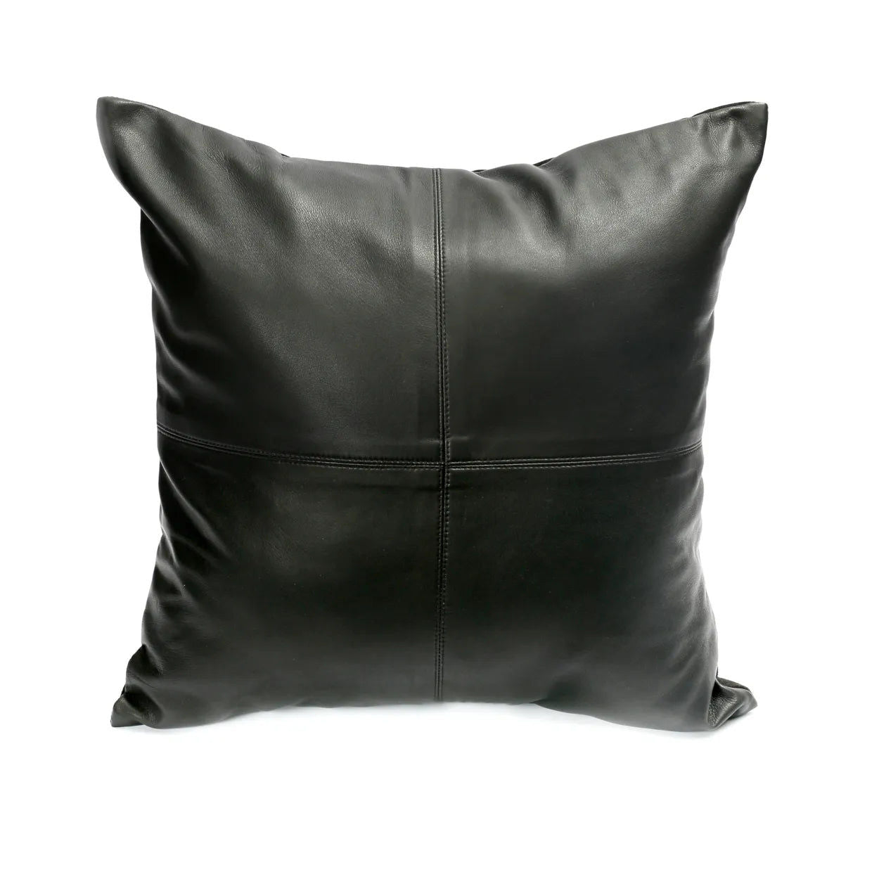 Bazarbizar-The Four Panel Leather Cushion Cover - Black - 40x40