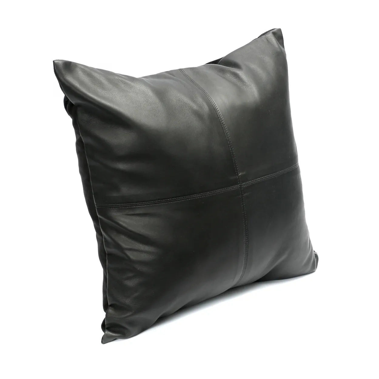 Bazarbizar-The Four Panel Leather Cushion Cover - Black - 40x40