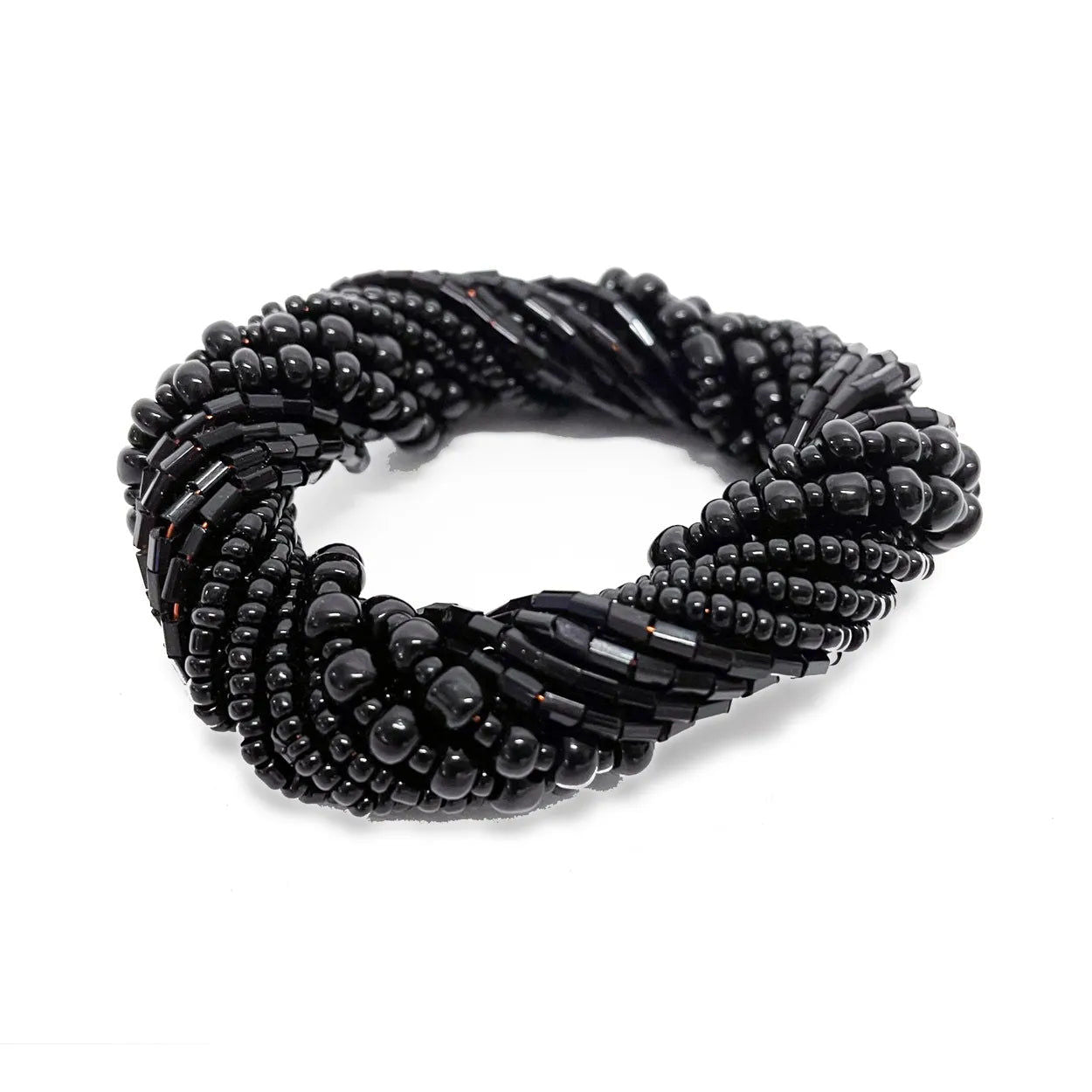 Bazarbizar- The Beaded Napkin Ring - Black - Set of 4