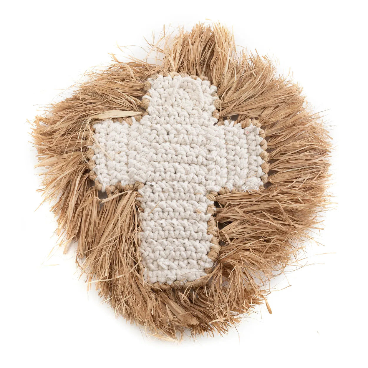 Bazarbizar-The Raffia Shell Cross - Natural White - L