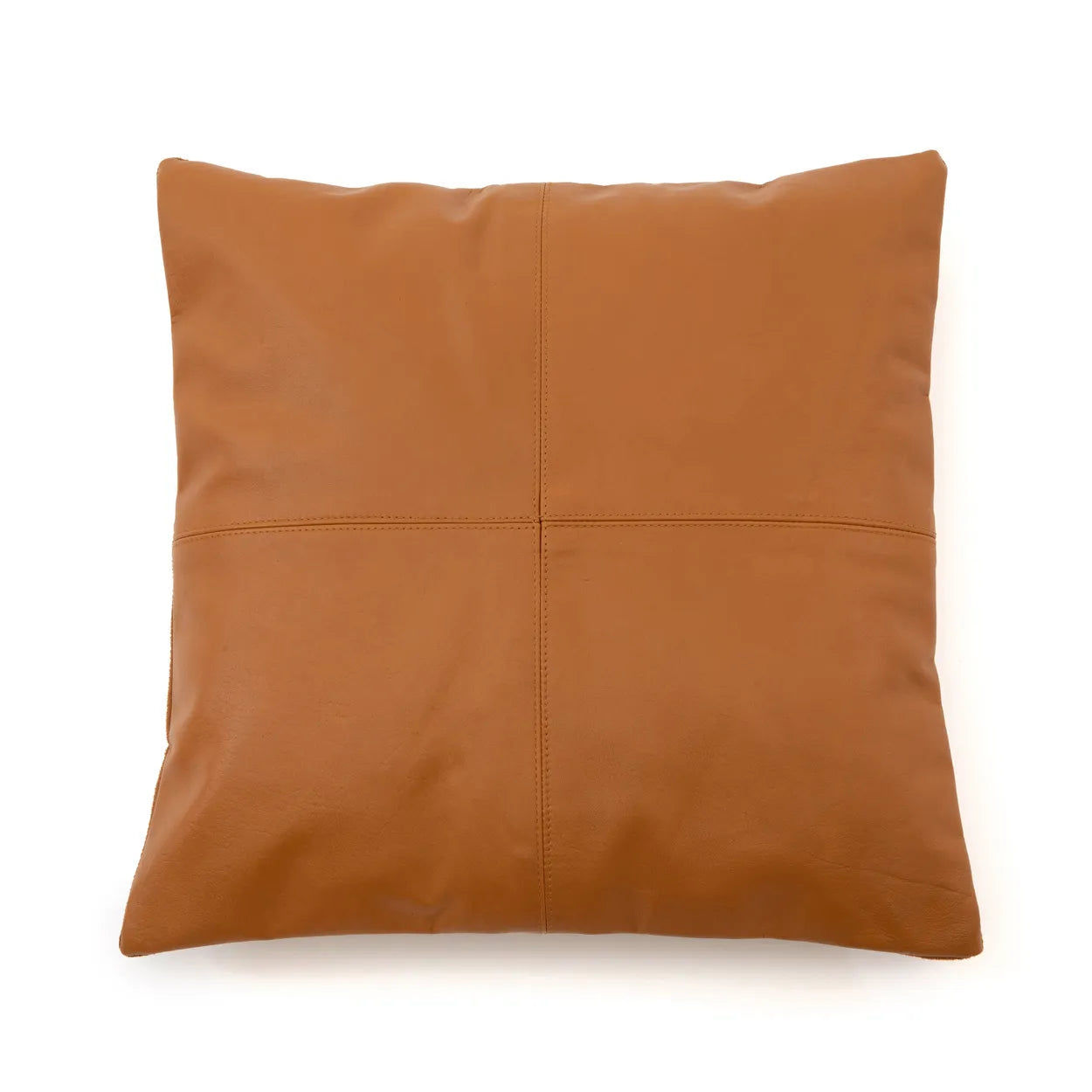 Bazarbizar-The Four Panel Leather Cushion Cover - Camel - 40x40