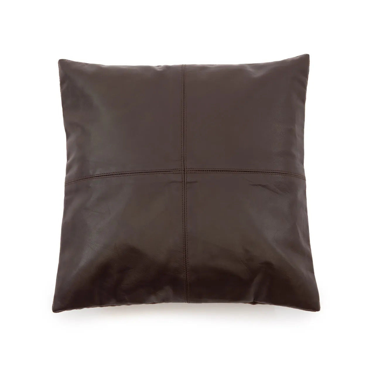 Bazarbizar- The Four Panel Leather Cushion Cover - Choco - 40x40