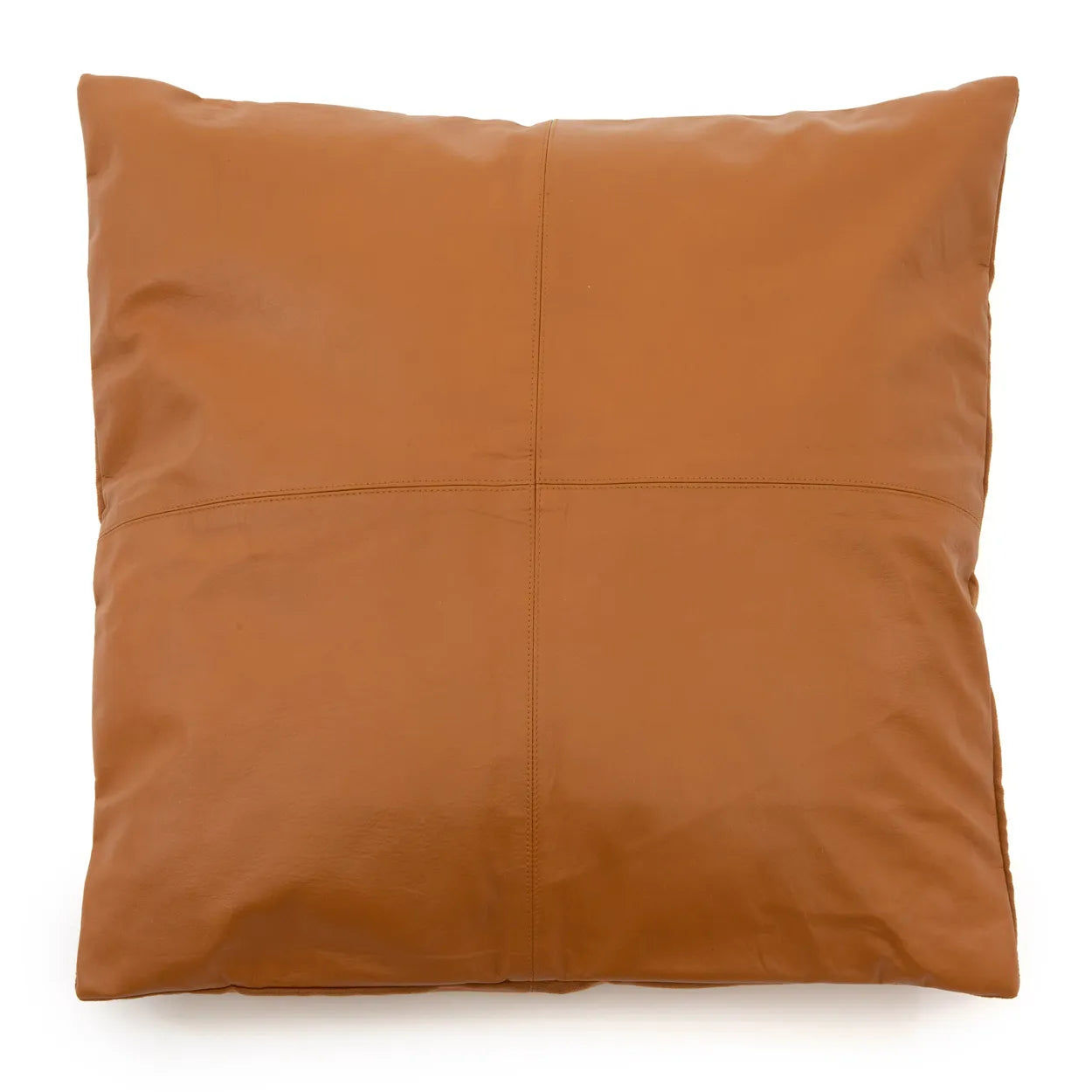 Bazarbizar-The Four Panel Leather Cushion Cover - Camel - 60x60