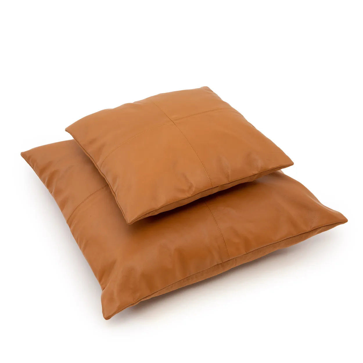 Bazarbizar-The Four Panel Leather Cushion Cover - Camel - 60x60