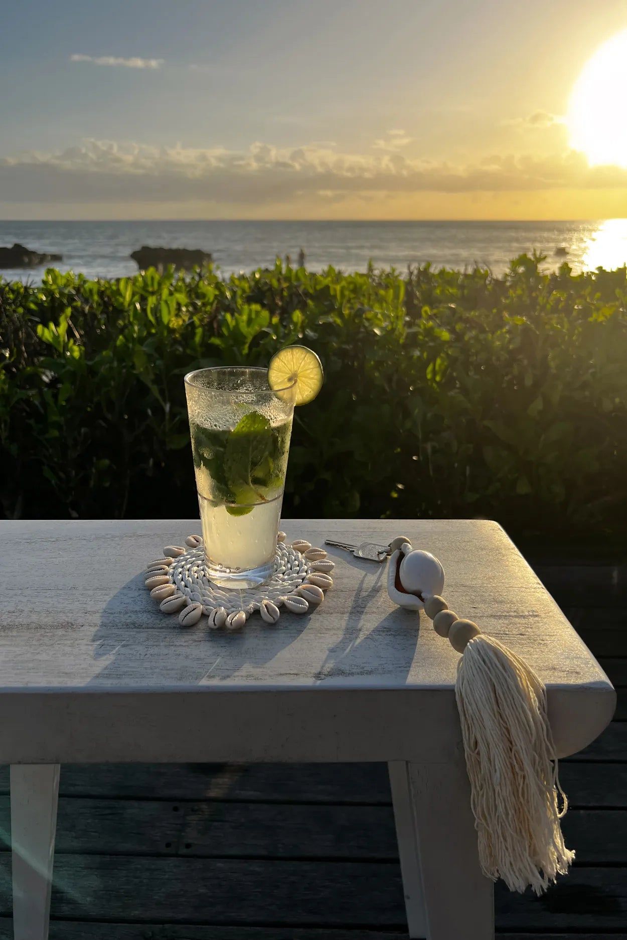 Bazarbizar-The Seagrass Shell Coaster - White