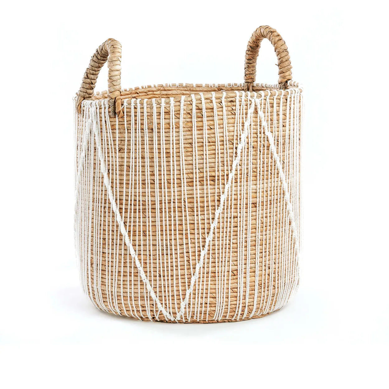 Bazarbizar-The Straight Stitched Macrame Basket - Natural White - M