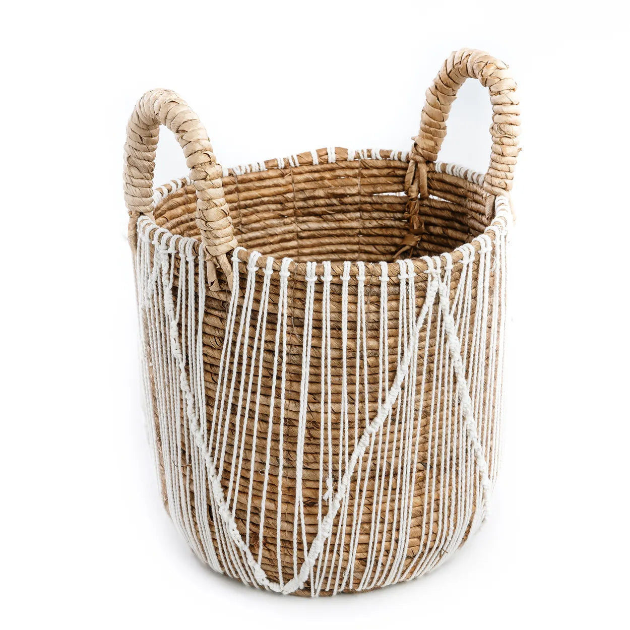 Bazarbizar-The Straight Stitched Macrame Basket - Natural White - M