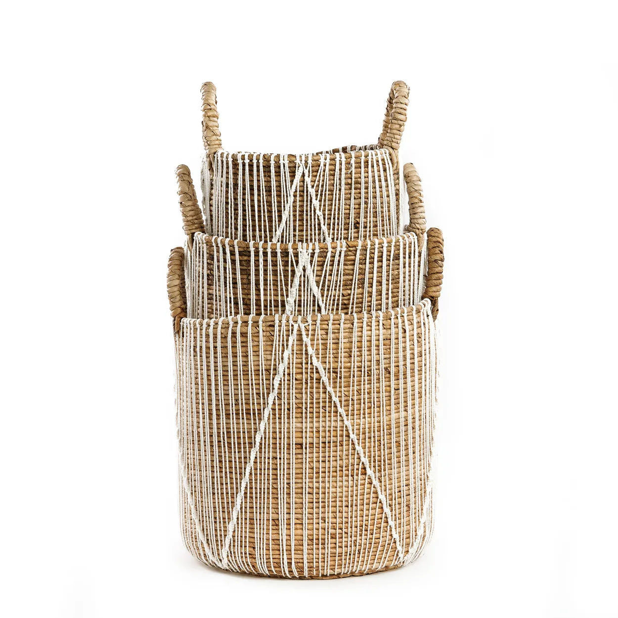 Bazarbizar-The Straight Stitched Macrame Basket - Natural White - M