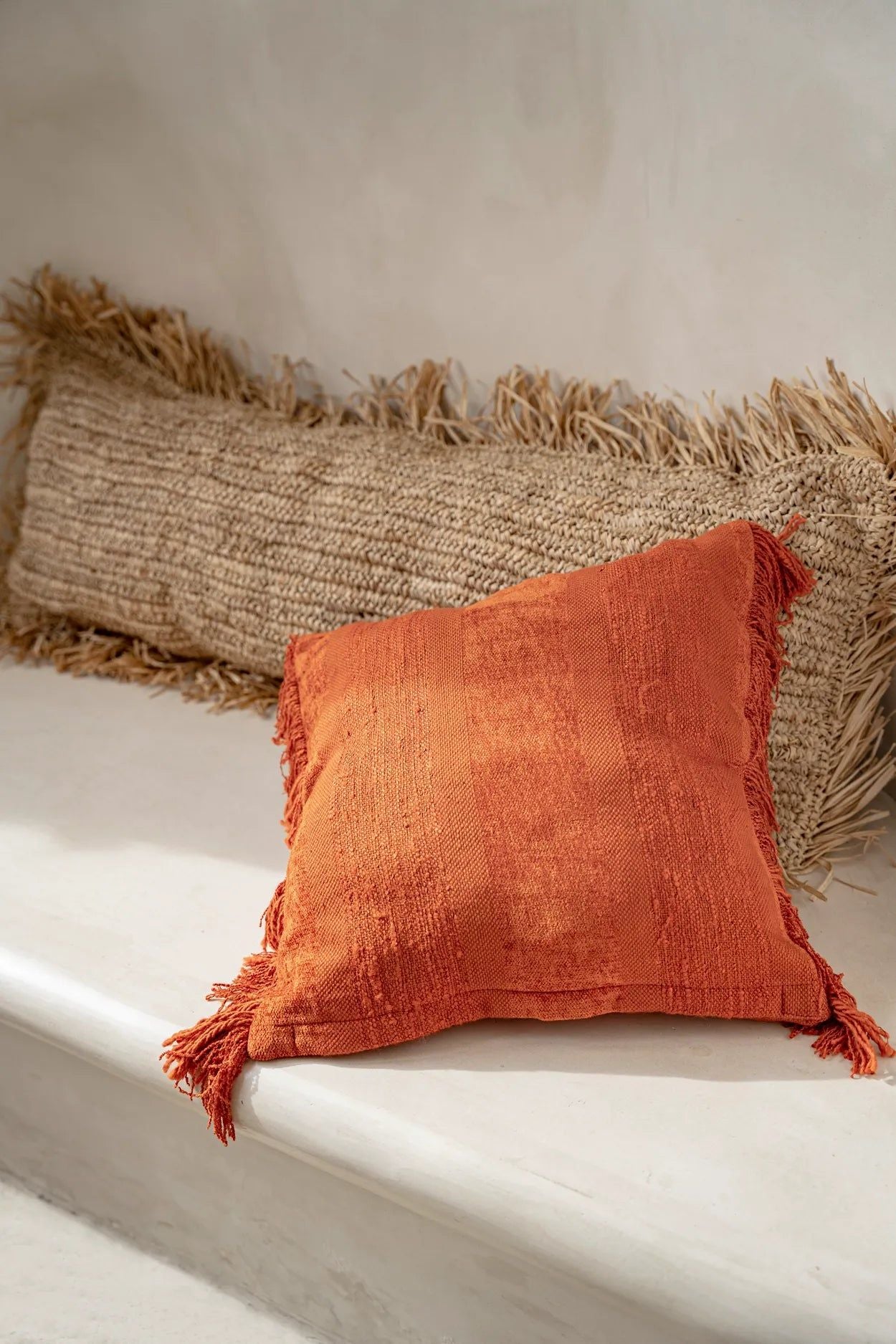 Bazarbizar-The Raffia Cushion Cover Rectangular - Natural - 35x100